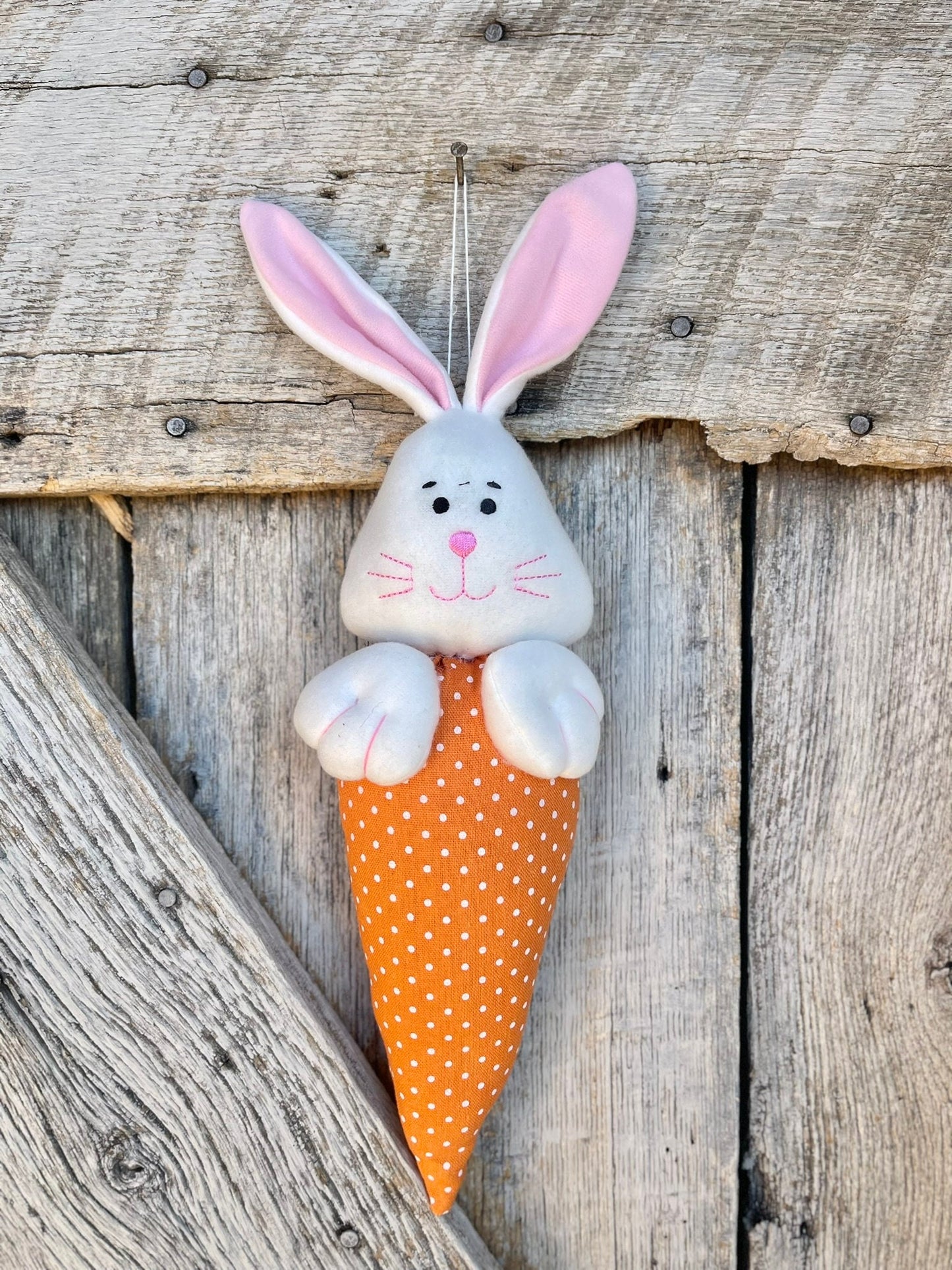 20" Plush Bunny Easter Decor, Bunny Ornament, Carot Ornament