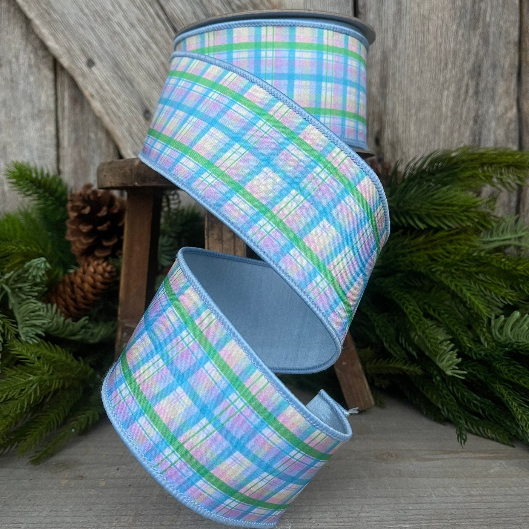 2.5" Madras Plaid by Farrisilk, Spring Ribbon