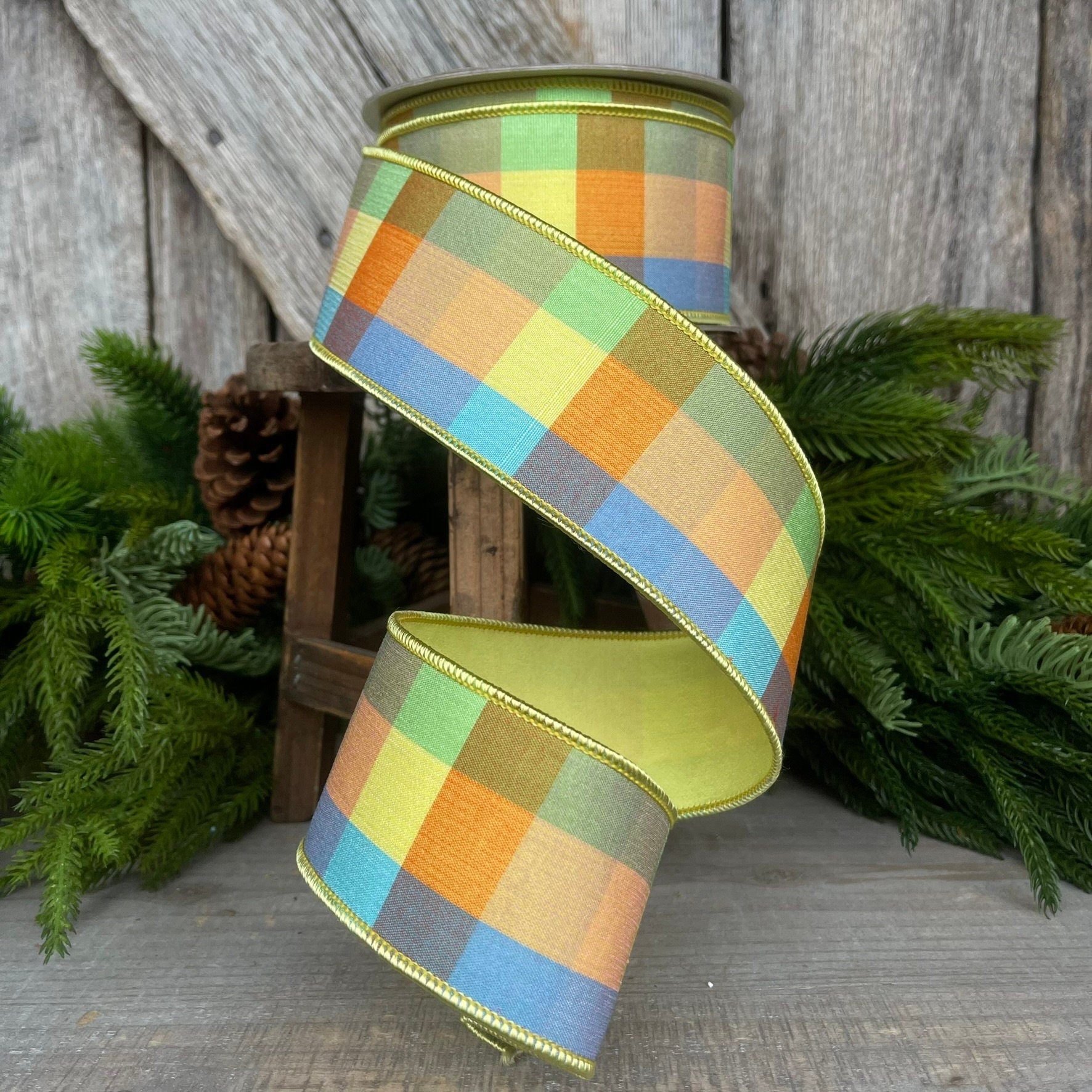 2.5" Easter Checks, Farrisilk Ribbon