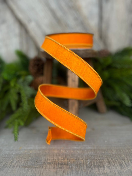 1" Orange Dupion Ribbon, Farrisilk Ribbon, Spring Summer Fall Halloween Ribbon