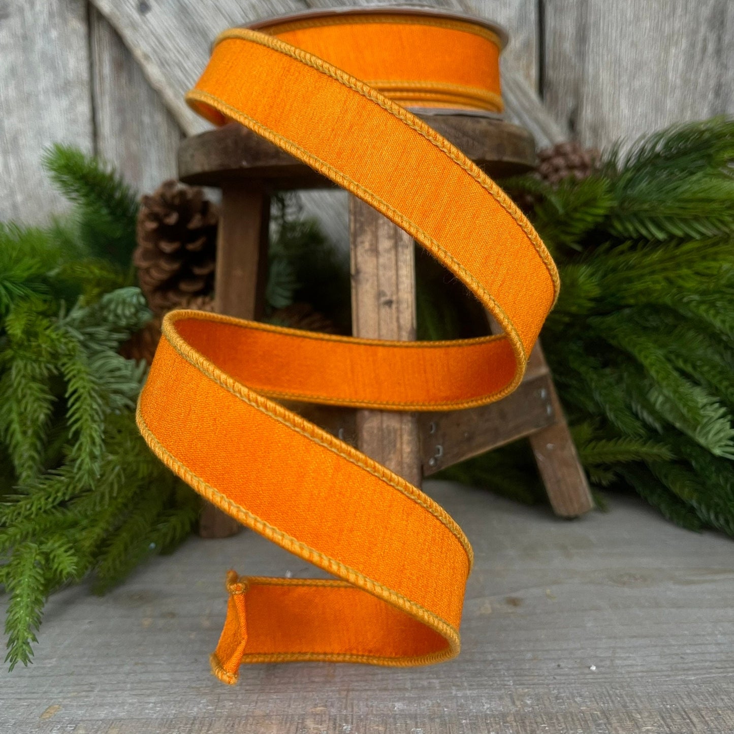 1" Orange Dupion Ribbon, Farrisilk Ribbon