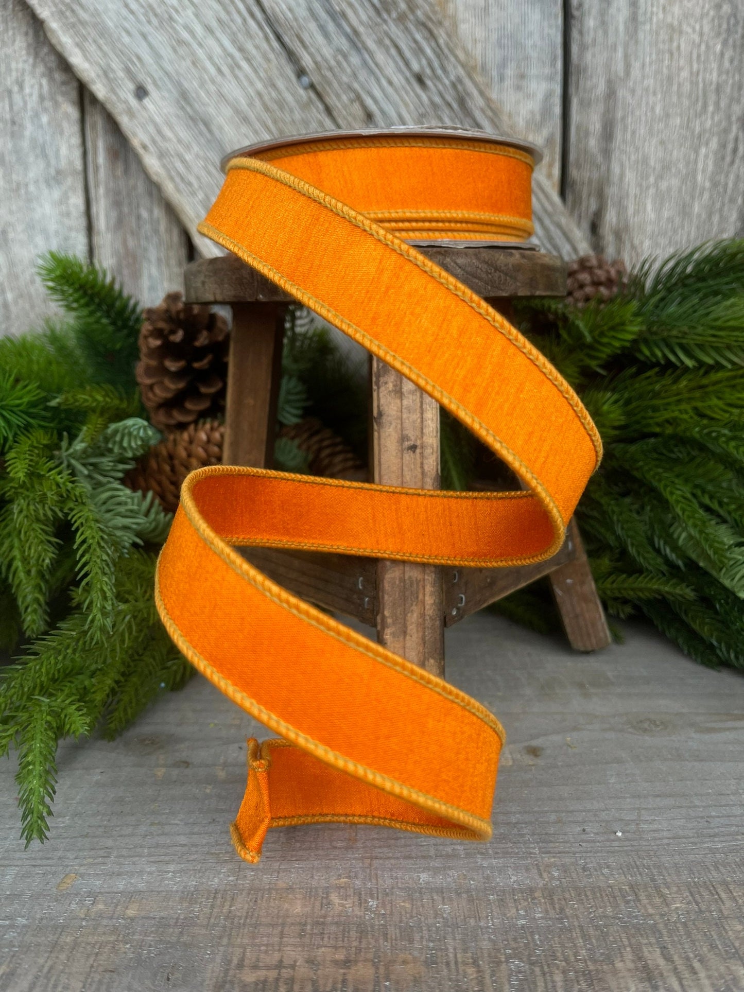 1" Orange Dupion Ribbon, Farrisilk Ribbon