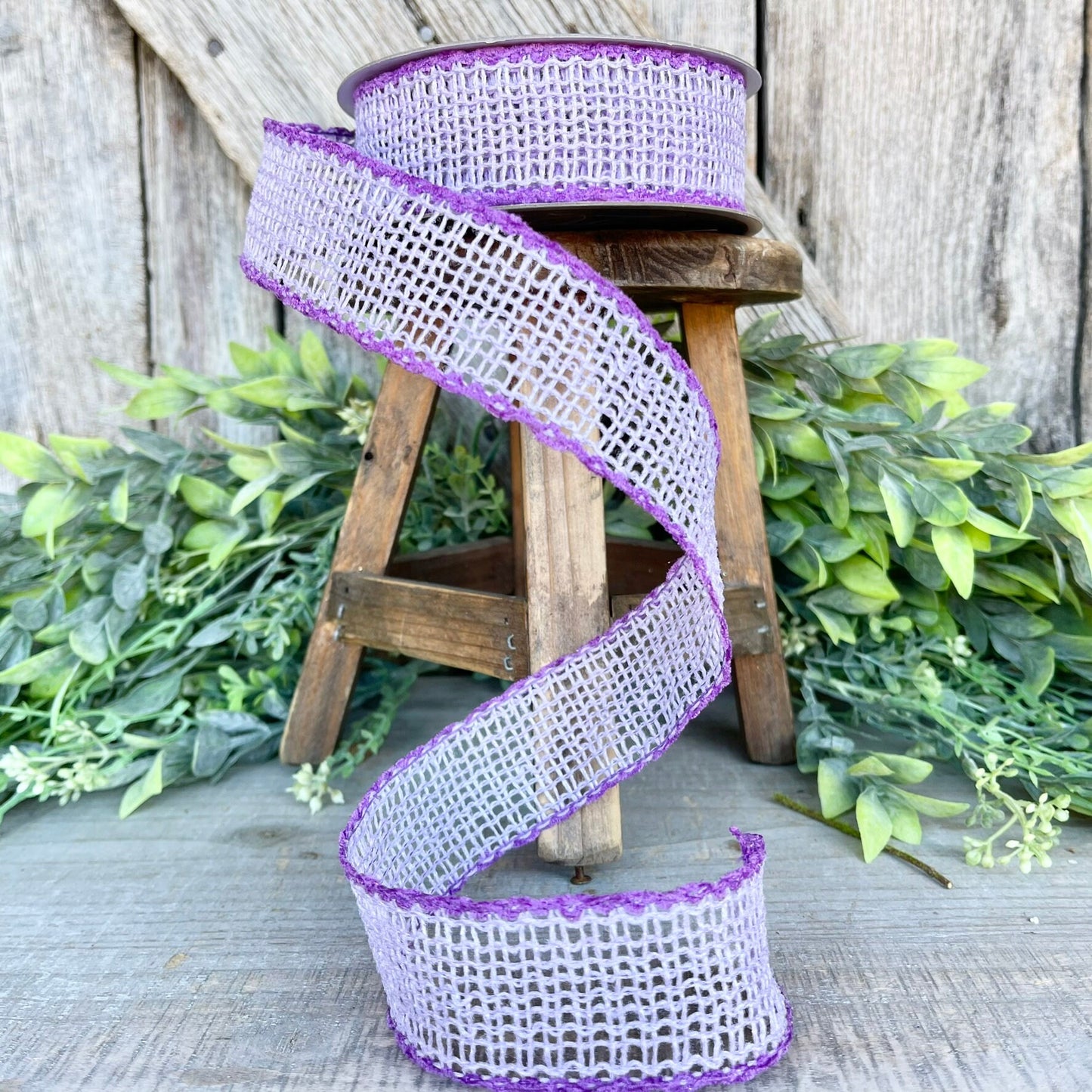 1.5" Lavender Vibrant Weave Ribbon, Farrisilk Ribbon,Purple Burlap Ribbon