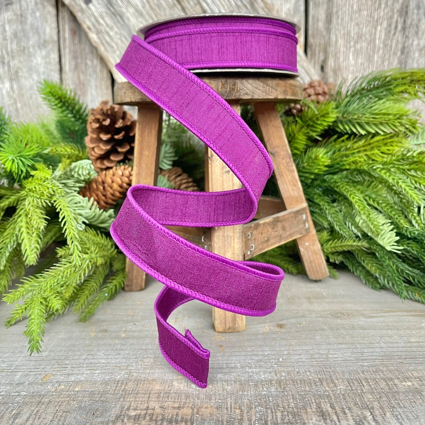 1” Purple Dupion Ribbon, Farrisilk ribbon