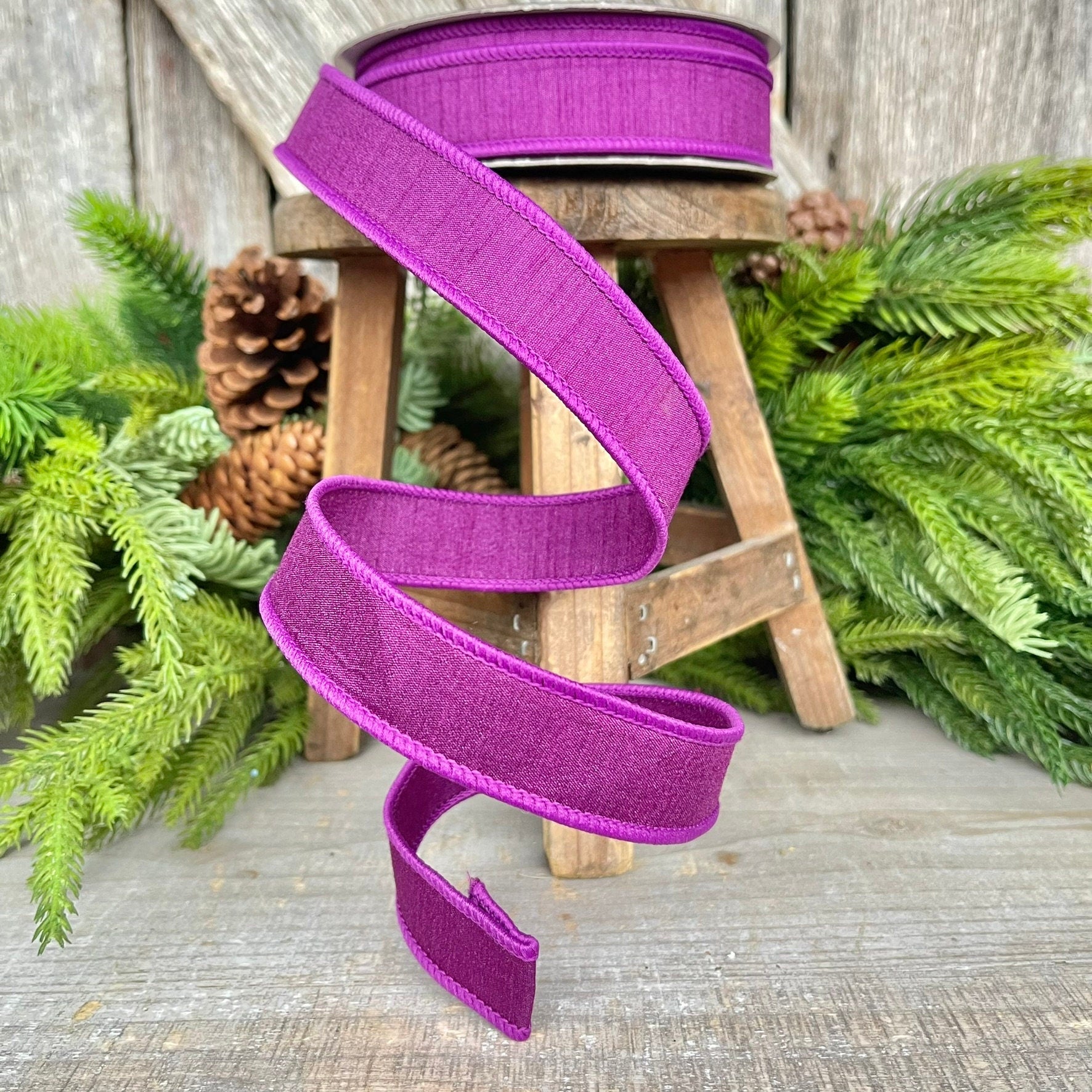 1” Purple Dupion Ribbon, Farrisilk ribbon