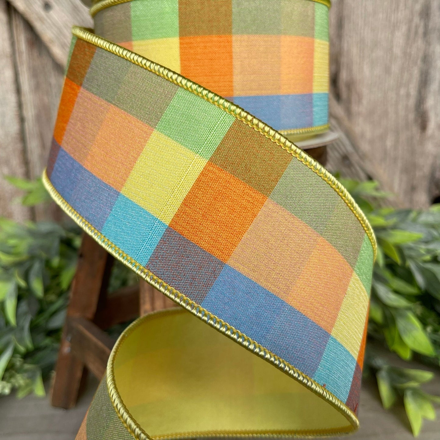 2.5" Easter Checks, Farrisilk Ribbon