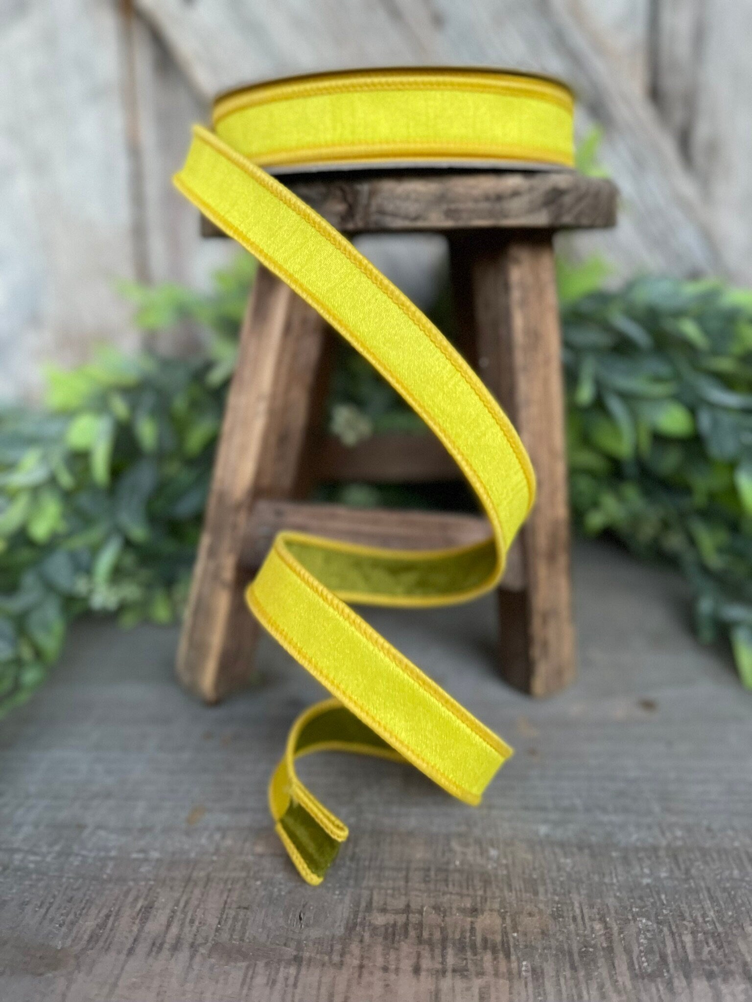 3/4” Yellow Green Ribbon, Farrisilk ribbon