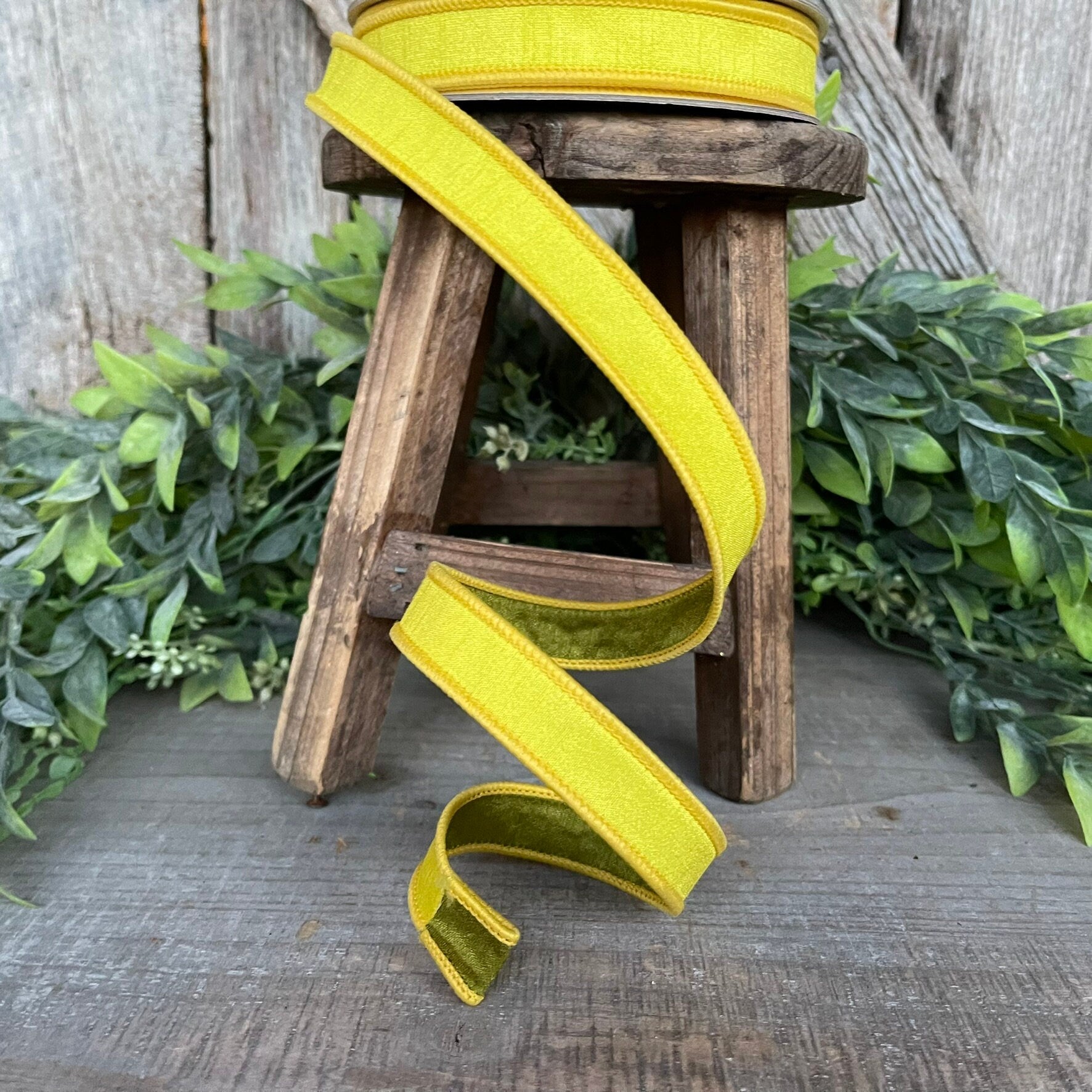 3/4” Yellow Green Ribbon, Farrisilk ribbon