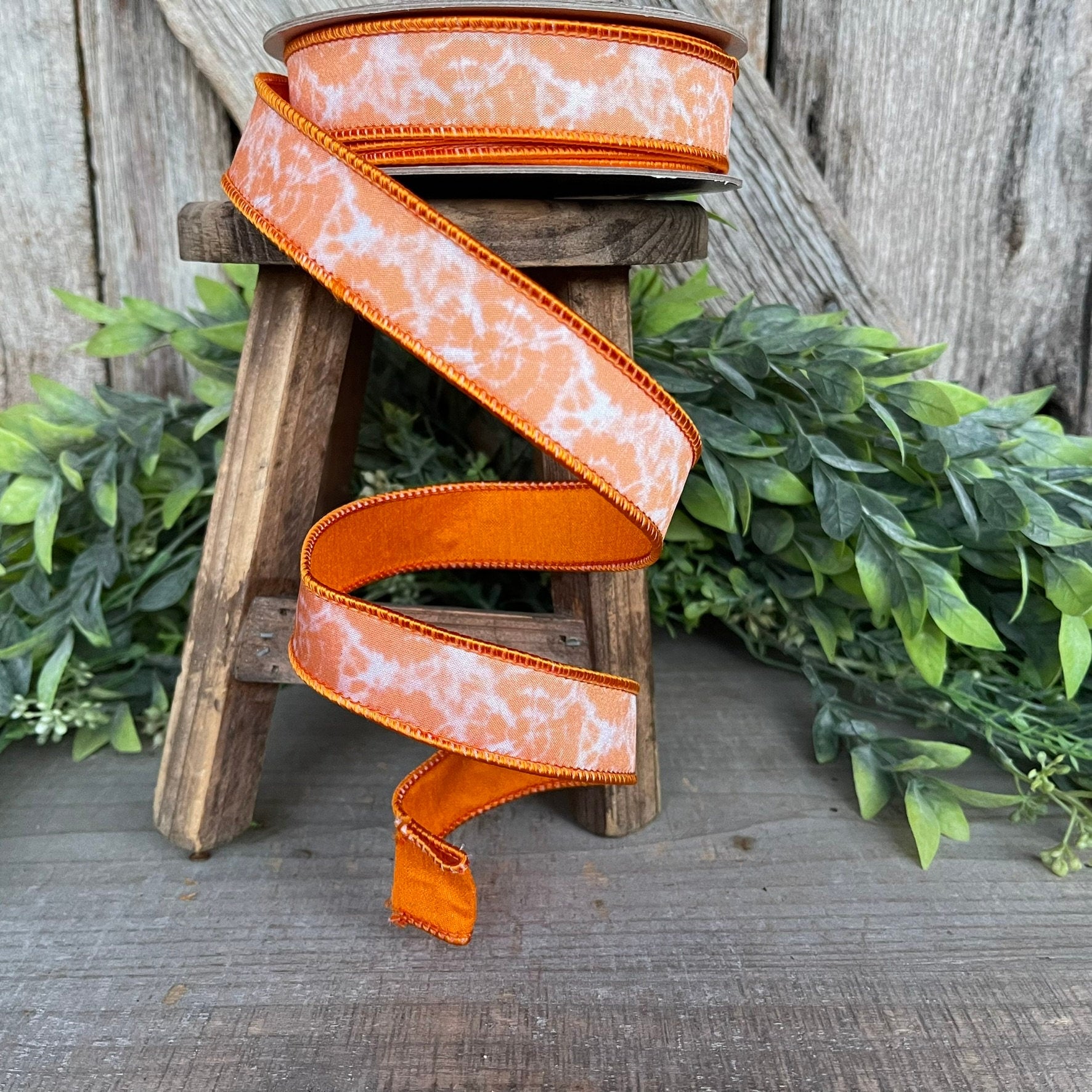 1" OrangeTie Dye Ribbon, Farrisilk Ribbon