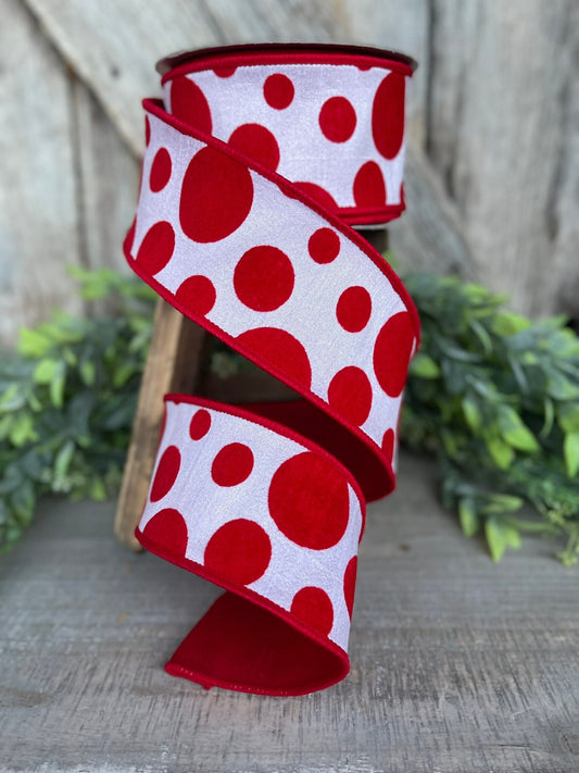 2.5" Red White Retro Dot, Farrisilk Ribbon