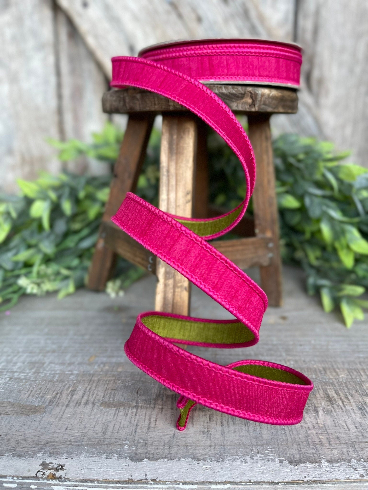 3/4” Hot Pink Ribbon, Farrisilk ribbon, wired ribbon