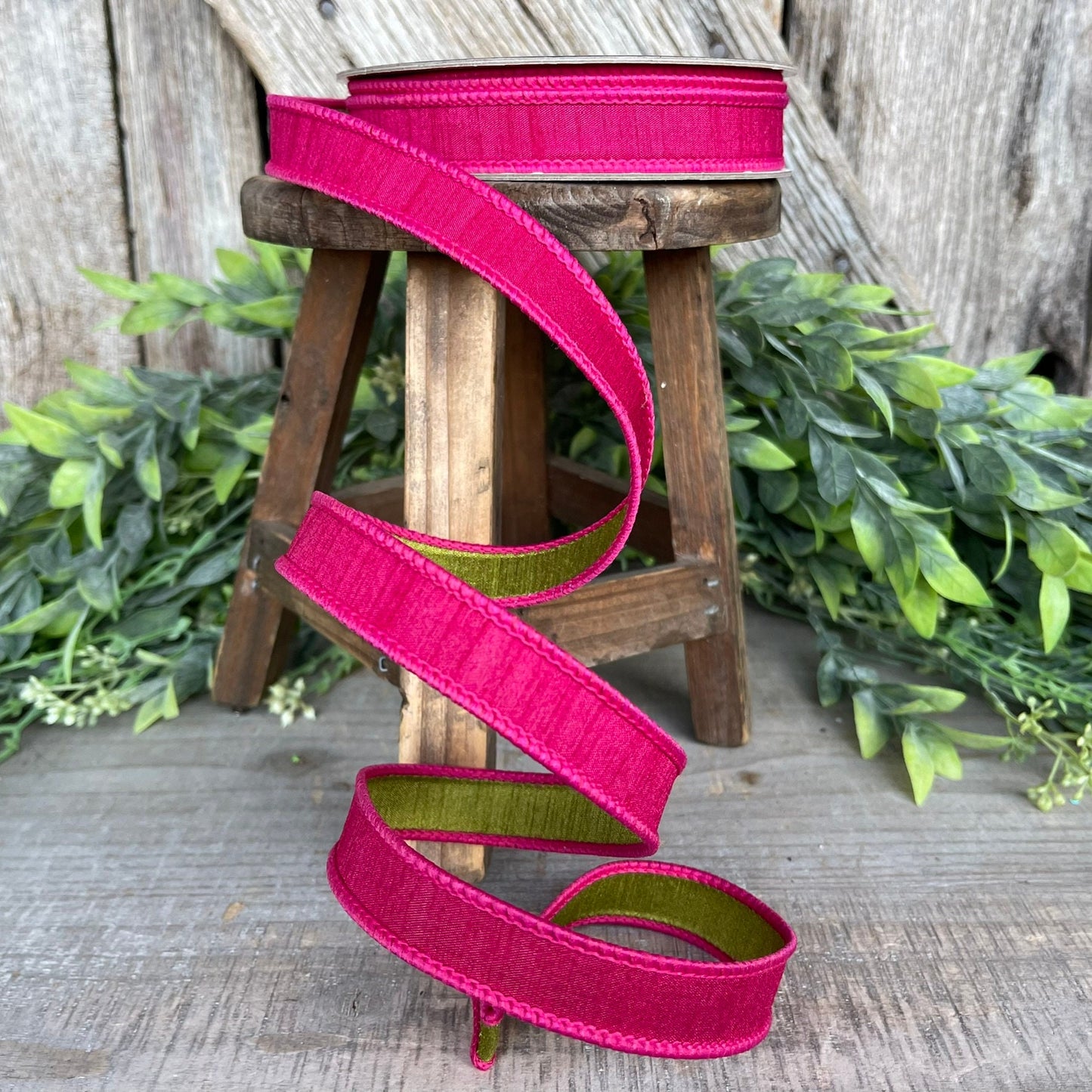 3/4” Hot Pink Ribbon, Farrisilk ribbon, wired ribbon