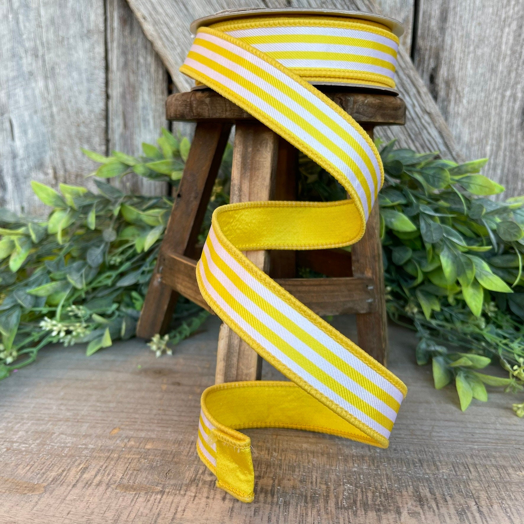 1" Yellow Newport Stripes, Farrisilk ribbon, Yellow Stripe RIbbon