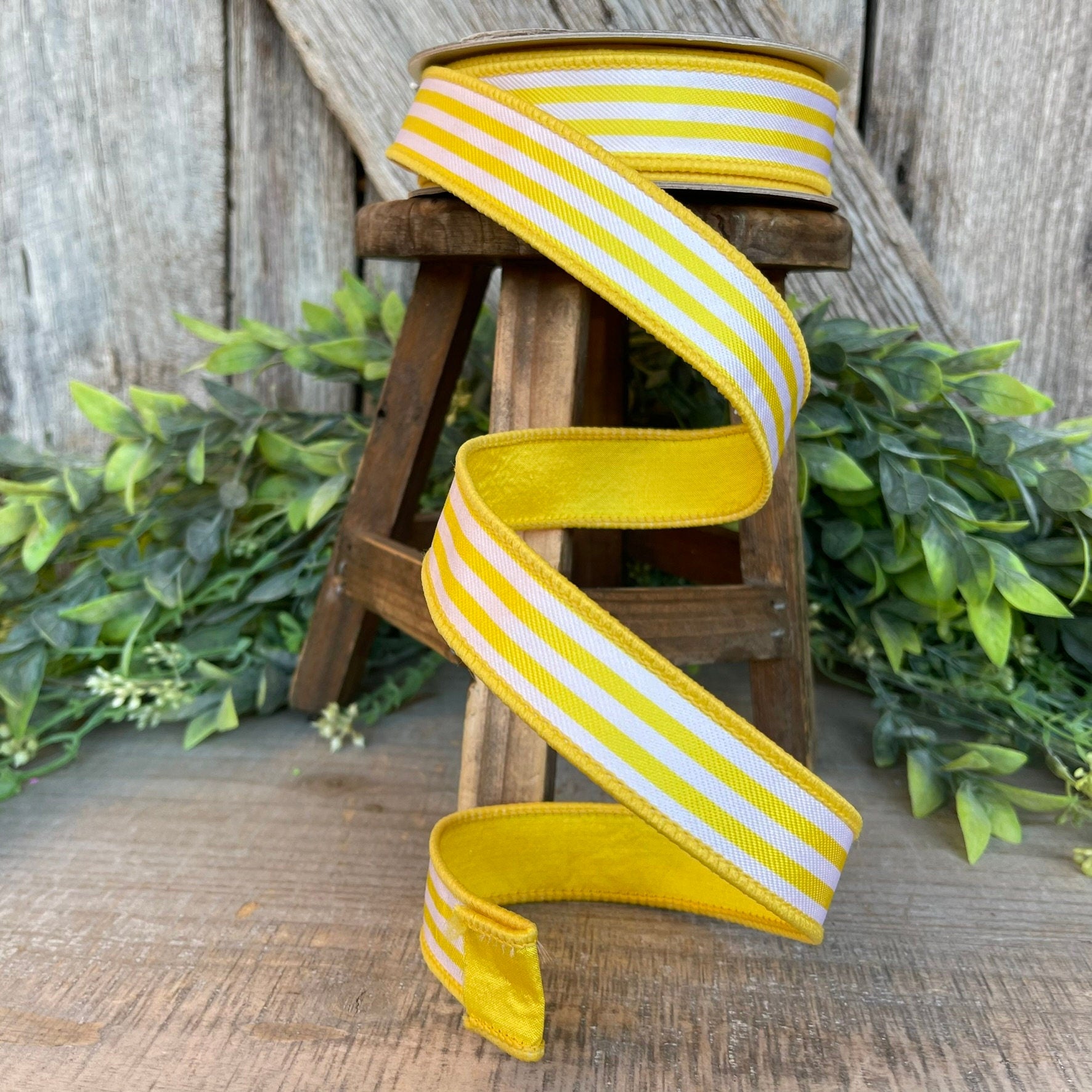 1" Yellow Newport Stripes, Farrisilk ribbon, Yellow Stripe RIbbon