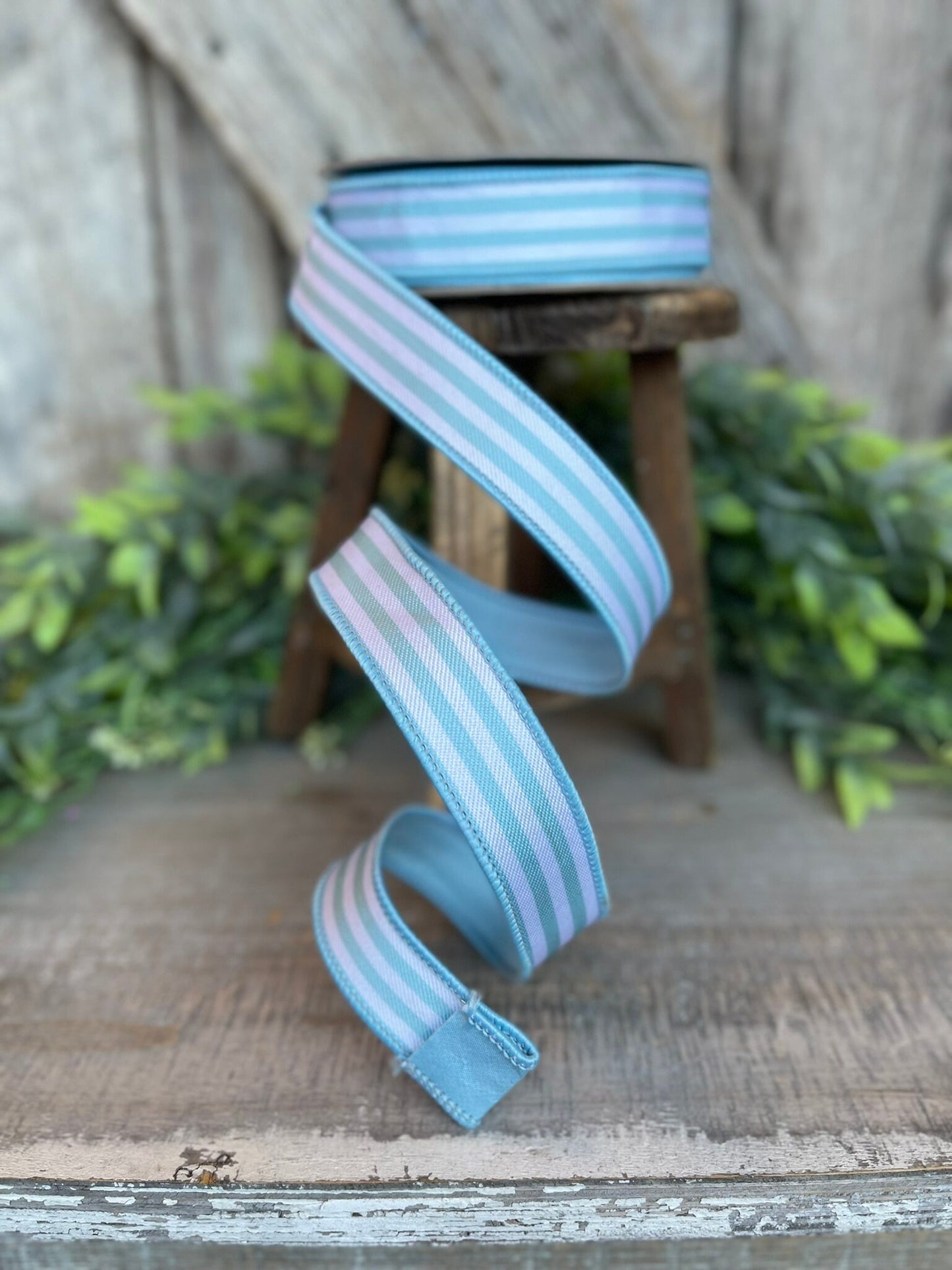 1" Light Blue Newport Stripes, Farrisilk ribbon, Blue Stripe RIbbon