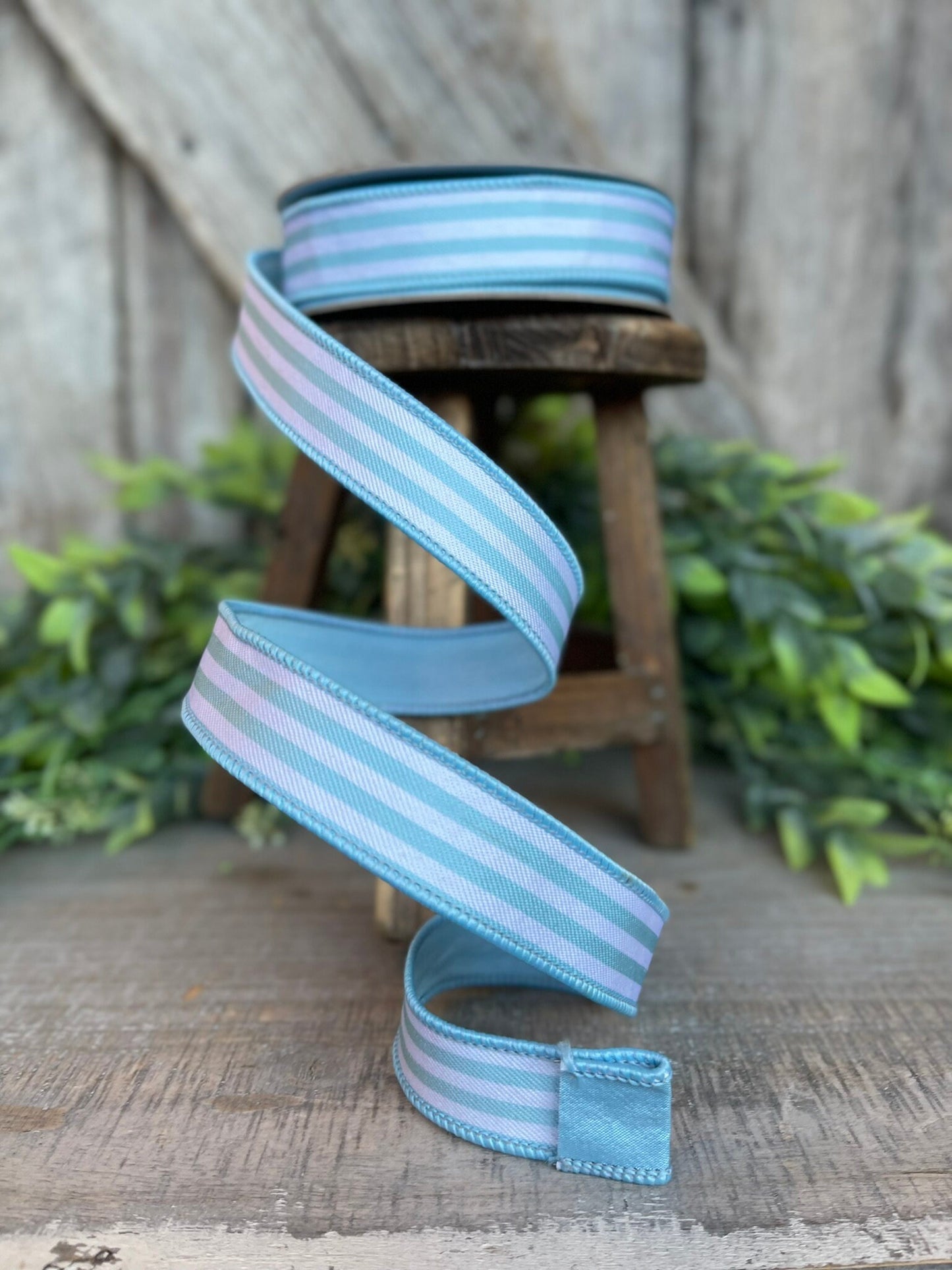 1" Light Blue Newport Stripes, Farrisilk ribbon, Blue Stripe RIbbon