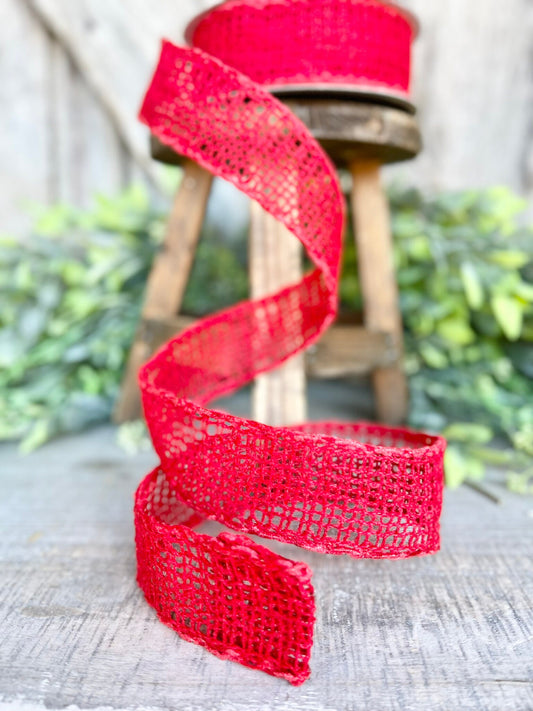 1.5" Red Vibrant Weave Ribbon, Farrisilk Ribbon