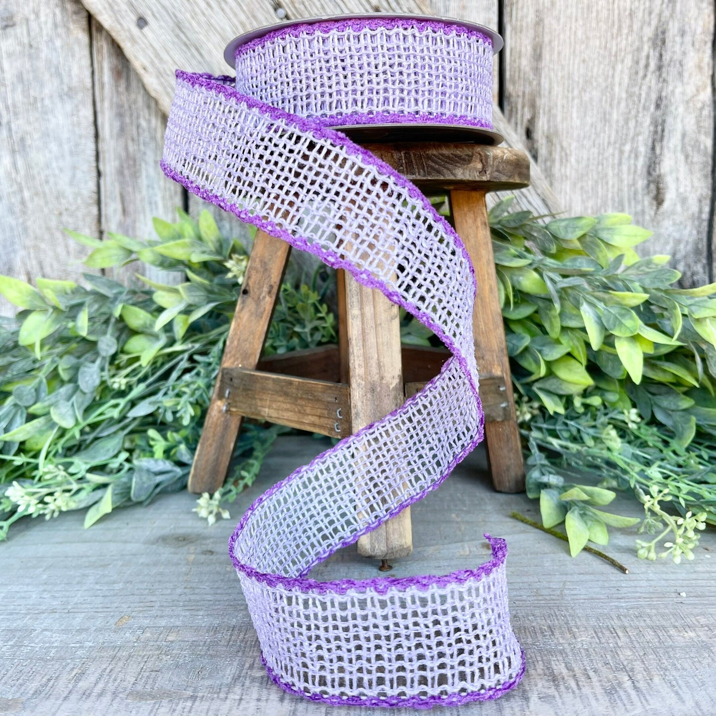 1.5" Lavender Vibrant Weave Ribbon, Farrisilk Ribbon,Purple Burlap Ribbon, Wired RIbbon