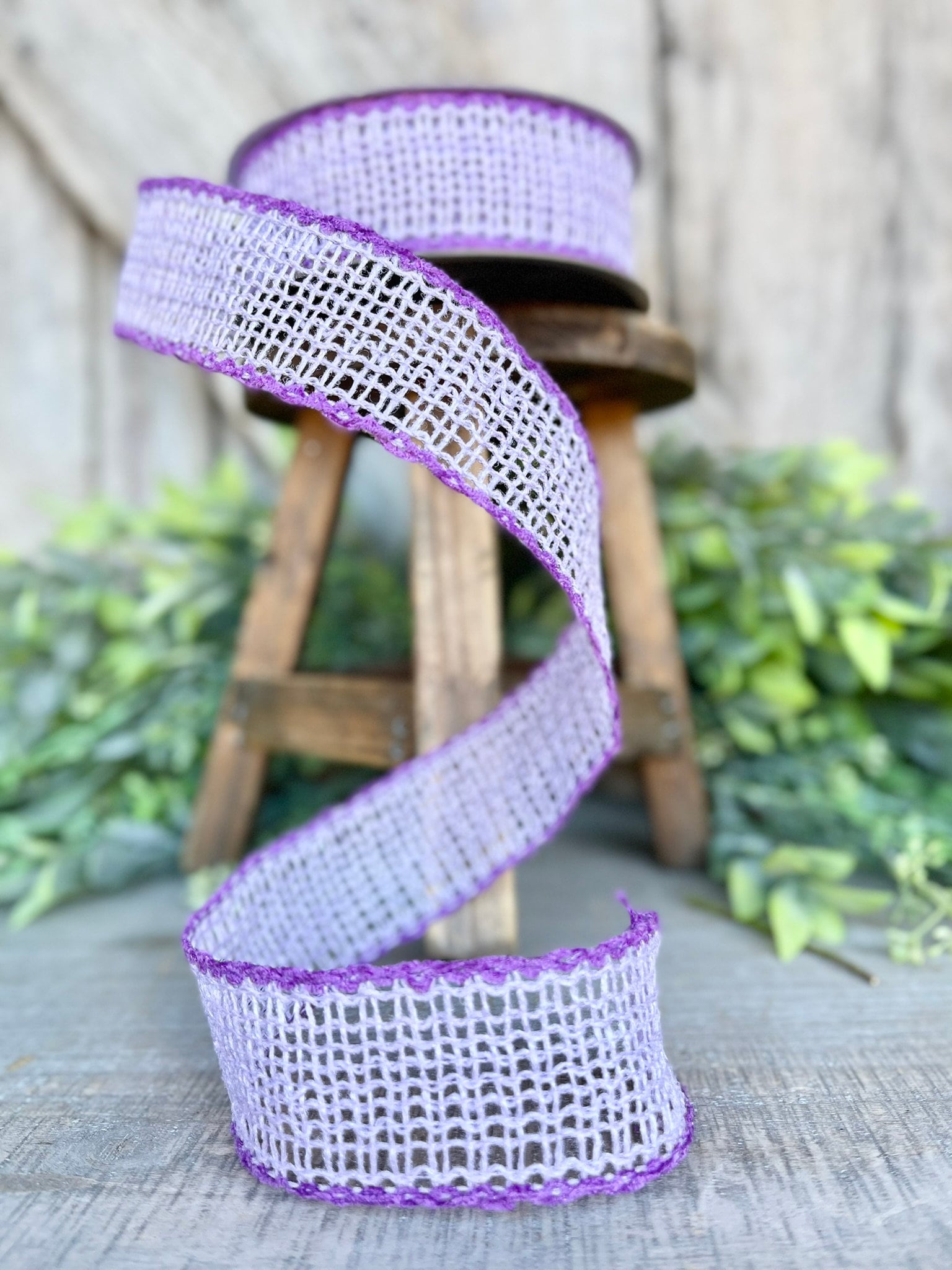 1.5" Lavender Vibrant Weave Ribbon, Farrisilk Ribbon,Purple Burlap Ribbon