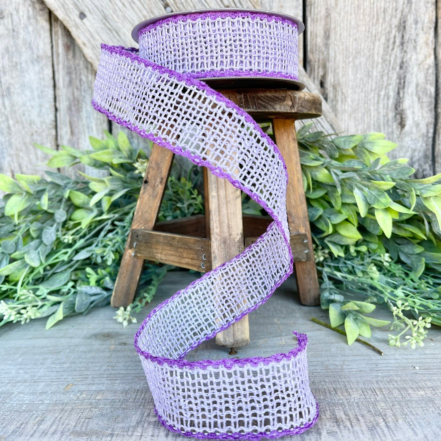 1.5" Lavender Vibrant Weave Ribbon, Farrisilk Ribbon,Purple Burlap Ribbon, Wired RIbbon