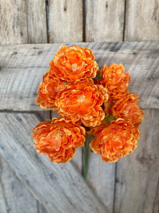 22" Orange Bush, Orange Floral Bush, Artificial Orange Florals