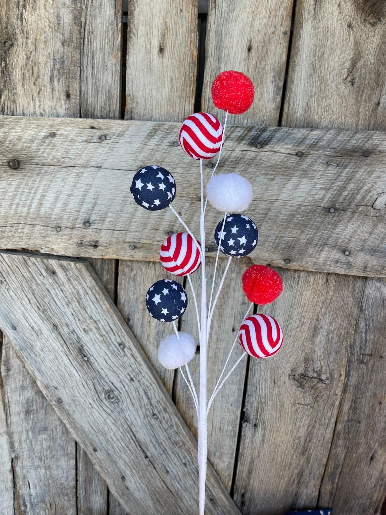 26" Star Stripe Ball SPray, patriotic floral pick