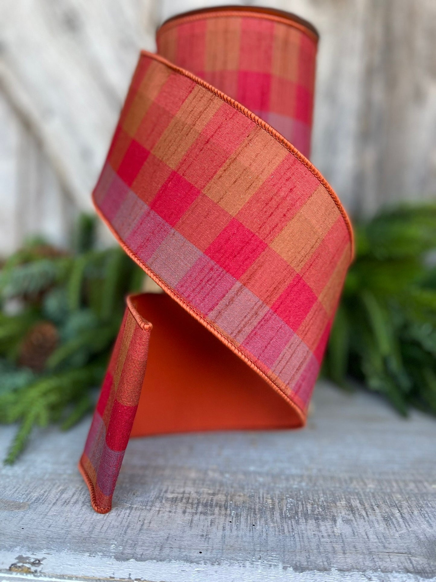 4" Fall Plaid Ribbon, Farisilk ribbon, Designer Ribbon