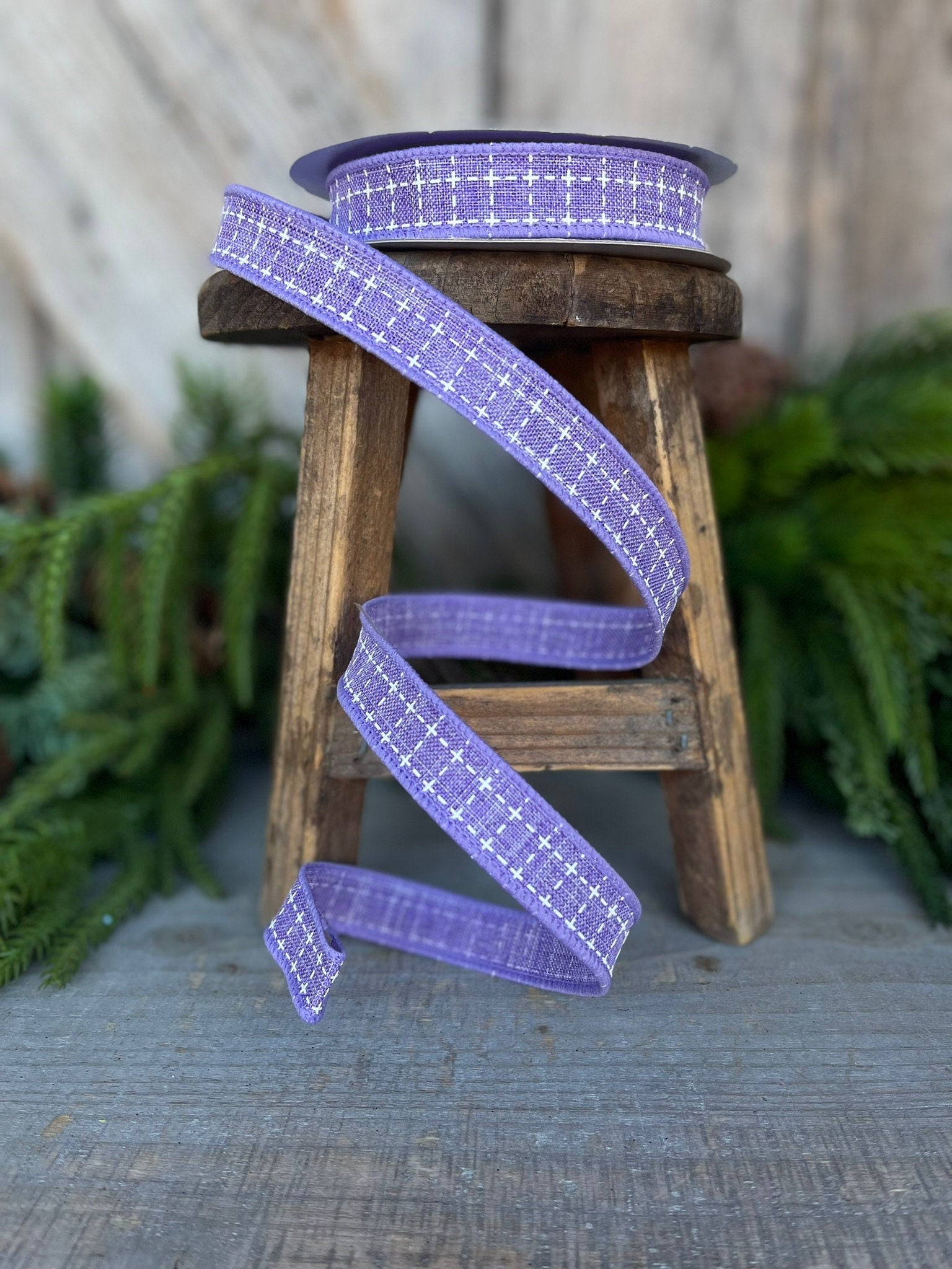 5/8" Lavender Raised Stitch Ribbon, Ribbon,Wired Ribbon