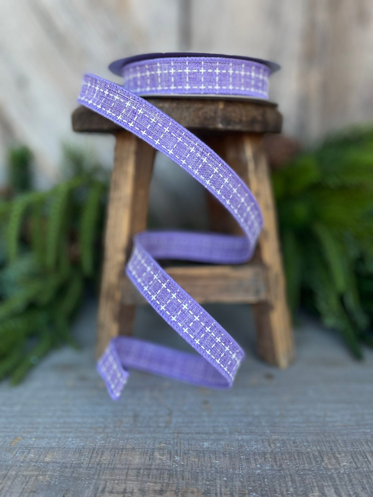 5/8" Lavender Raised Stitch Ribbon, Ribbon,Wired Ribbon