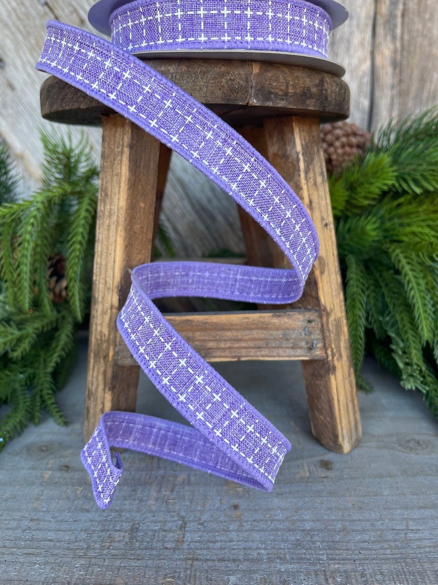 5/8" Lavender Raised Stitch Ribbon, Ribbon,Wired Ribbon