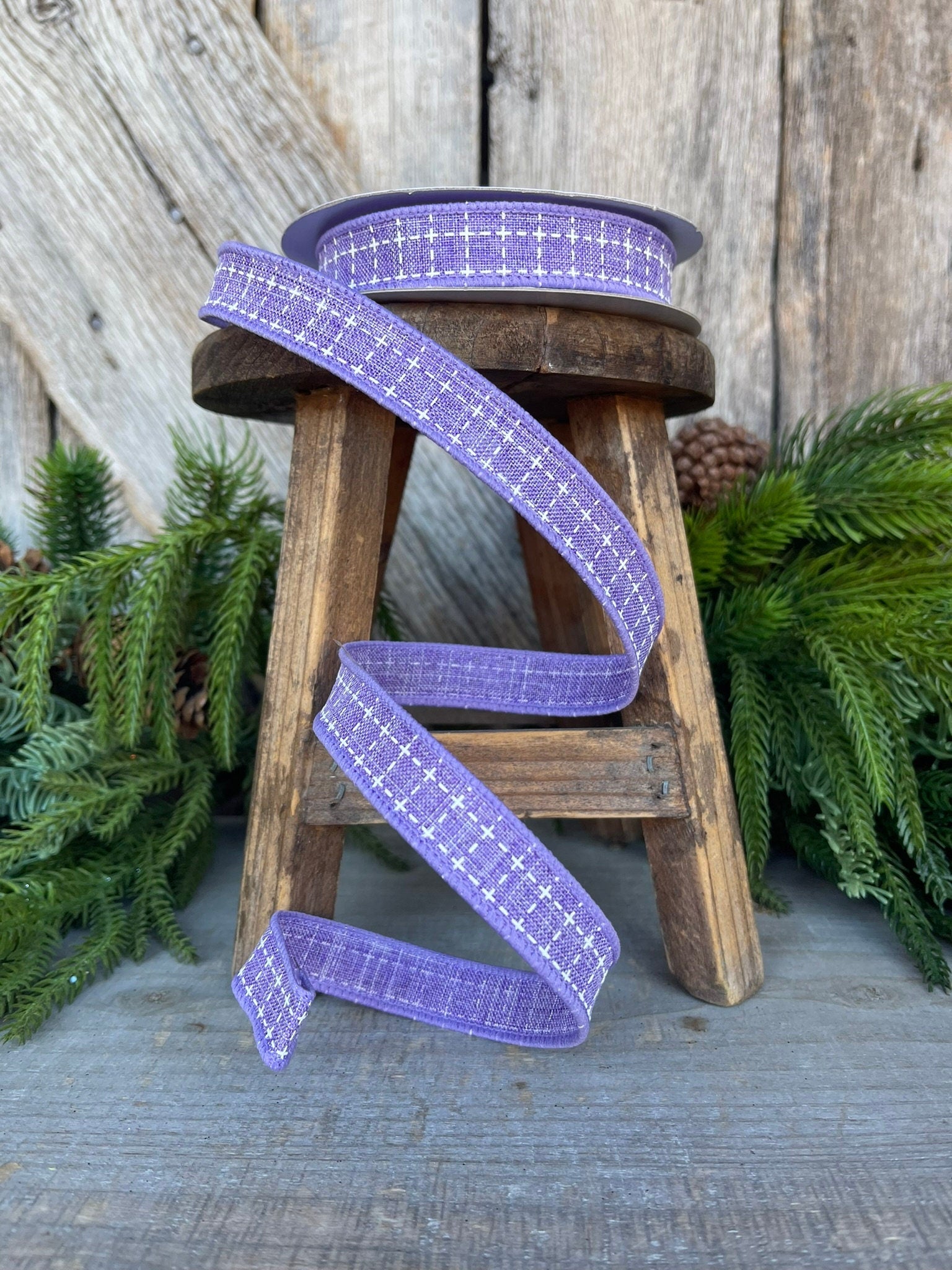 5/8" Lavender Raised Stitch Ribbon, Ribbon,Wired Ribbon