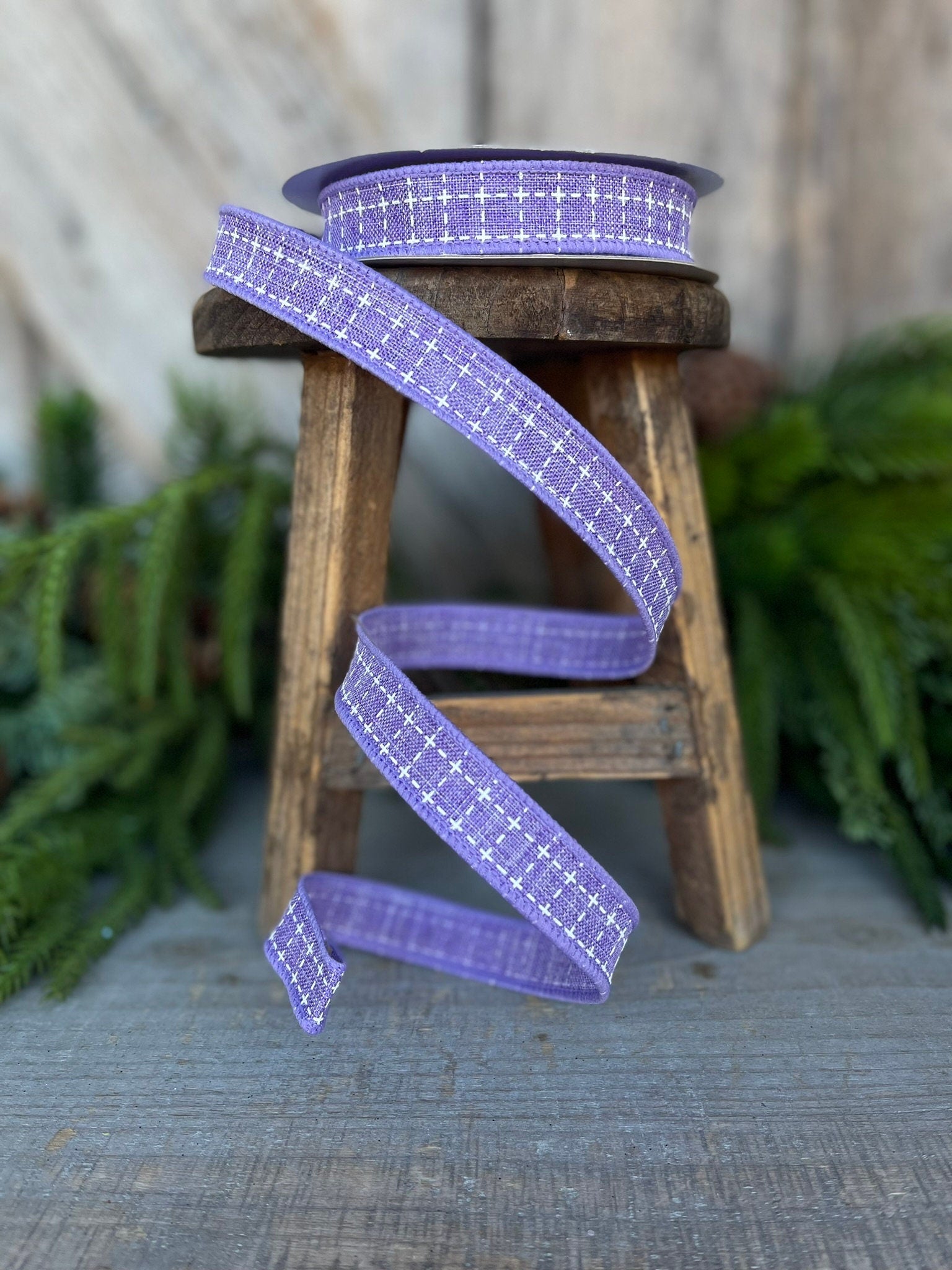 5/8" Lavender Raised Stitch Ribbon, Ribbon,Wired Ribbon