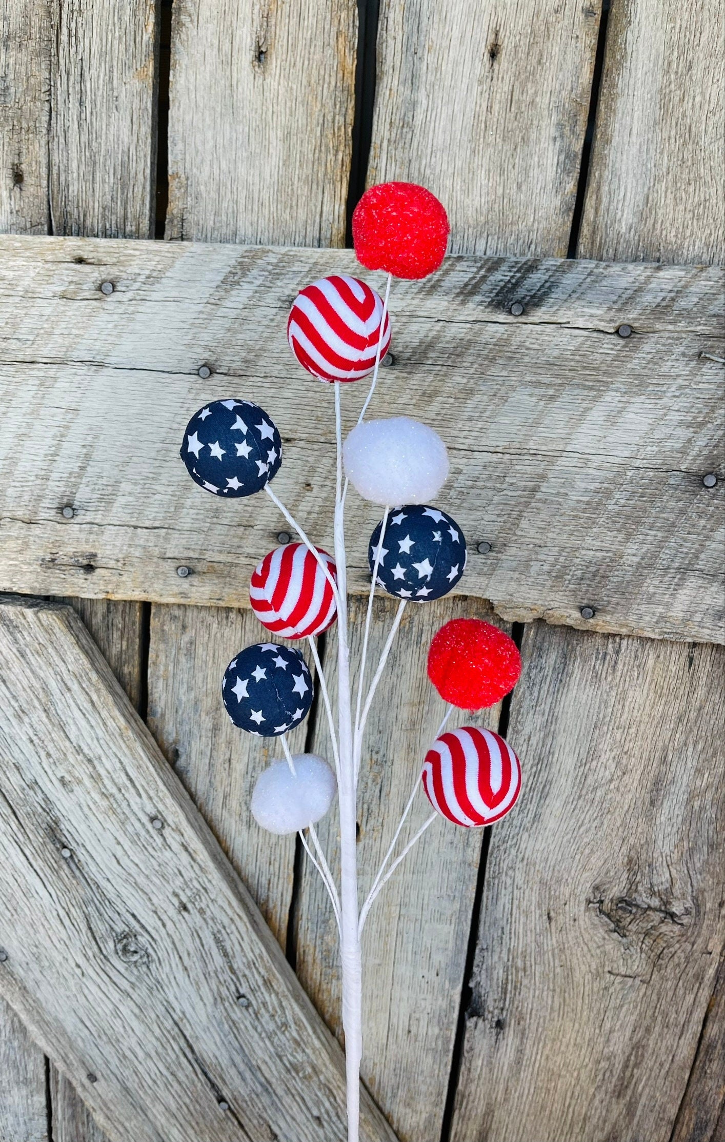 26" Star Stripe Ball SPray, patriotic floral pick