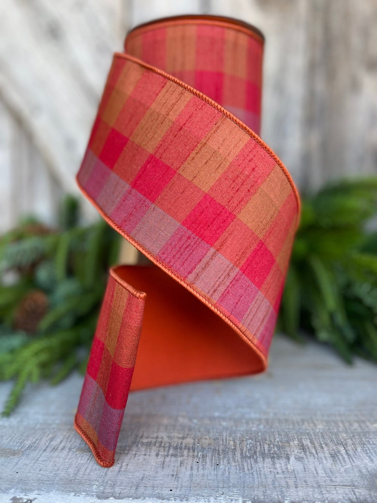 4" Fall Plaid Ribbon, Farisilk ribbon