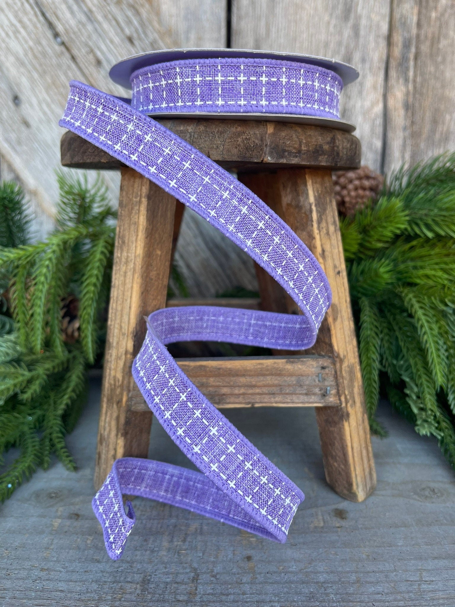 5/8" Lavender Raised Stitch Ribbon, Ribbon,Wired Ribbon