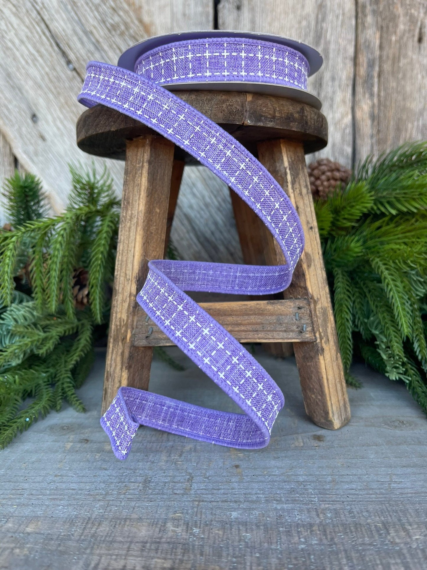 5/8" Lavender Raised Stitch Ribbon, Ribbon,Wired Ribbon