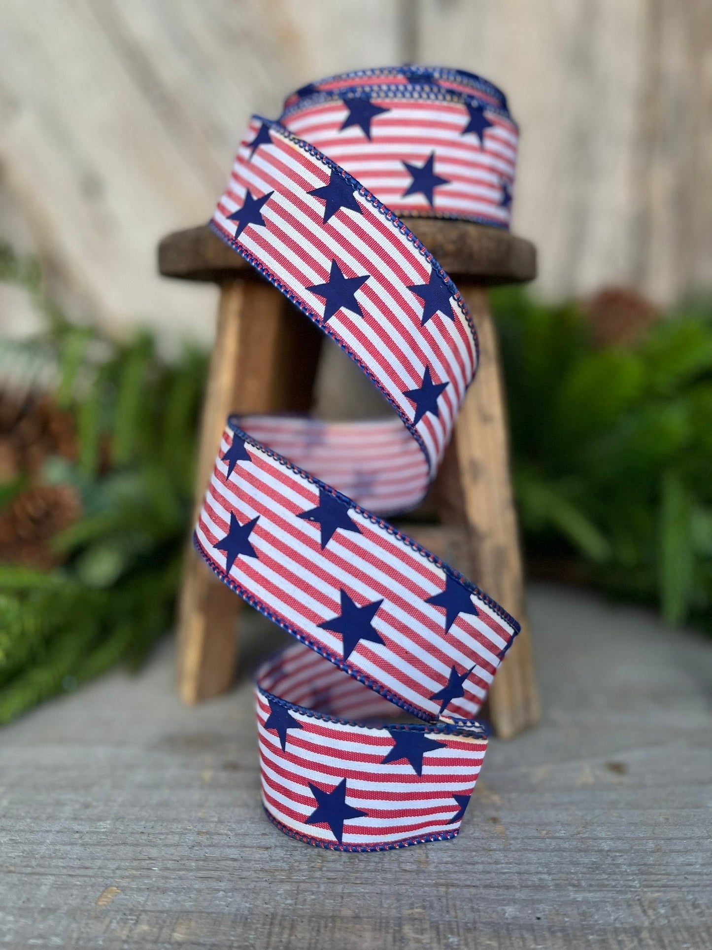 1.5 Stars and Stripes Patriotic Ribbon, Patriotic Wired Ribbon, American Ribbon