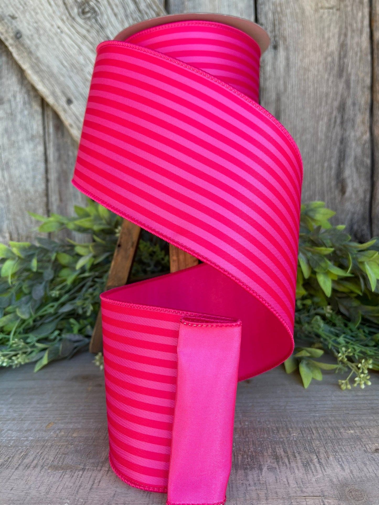 4" Hot Pink Monochrome Stripe Ribbon, Farrisilk Ribbon, Designer Ribbon