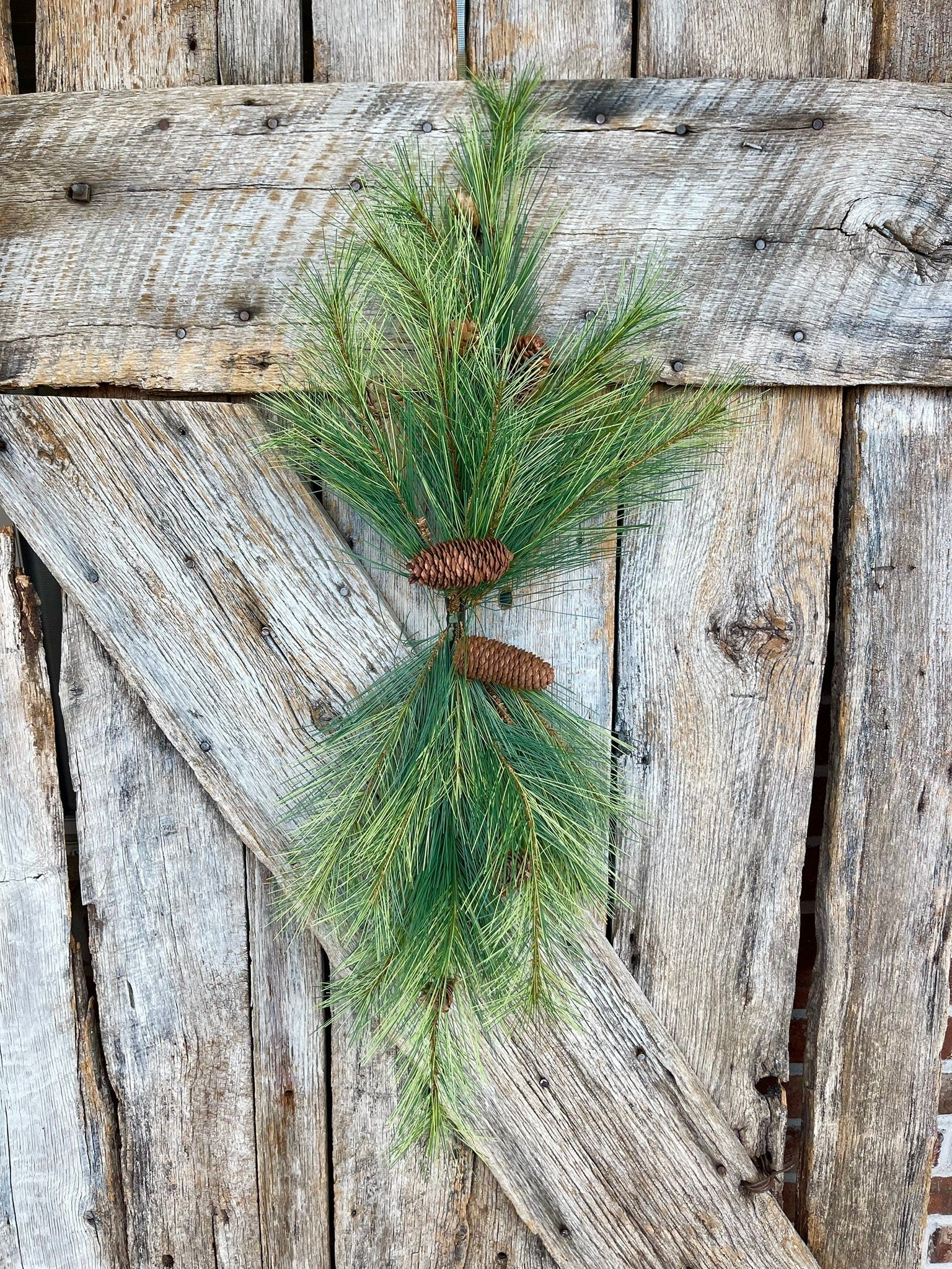 32"L Northwoods Pine Centerpiece, Artificial Pine Centerpiece Base, Rustic Table Decor