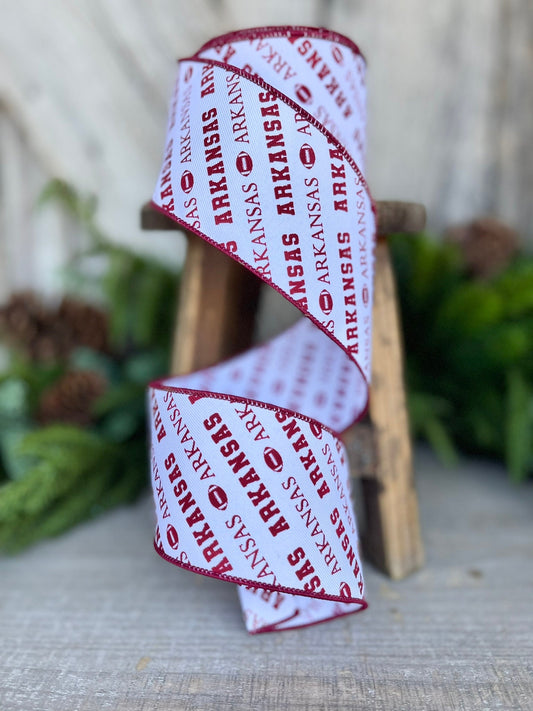 2.5" Arkansas Ribbon, Arkansas State Ribbon, Arkansas Football Ribbon, Arkansas Decor, Wired RIbbon, University of Arkansas, RGF1101