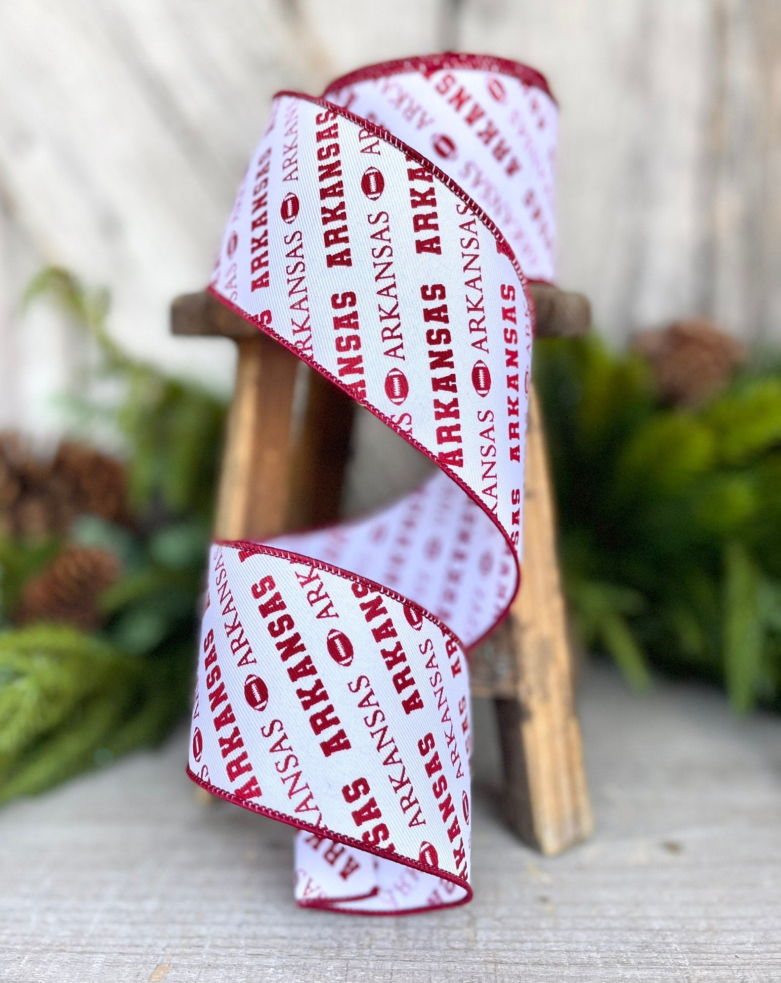 2.5" Arkansas Ribbon, Arkansas State Ribbon, Arkansas Football Ribbon, Arkansas Decor, Wired RIbbon, University of Arkansas, RGF1101