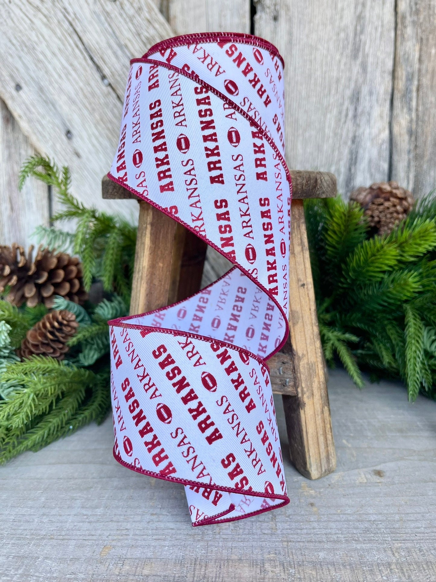 2.5" Arkansas Ribbon, Arkansas State Ribbon, Arkansas Football Ribbon, Arkansas Decor, Wired RIbbon, University of Arkansas, RGF1101