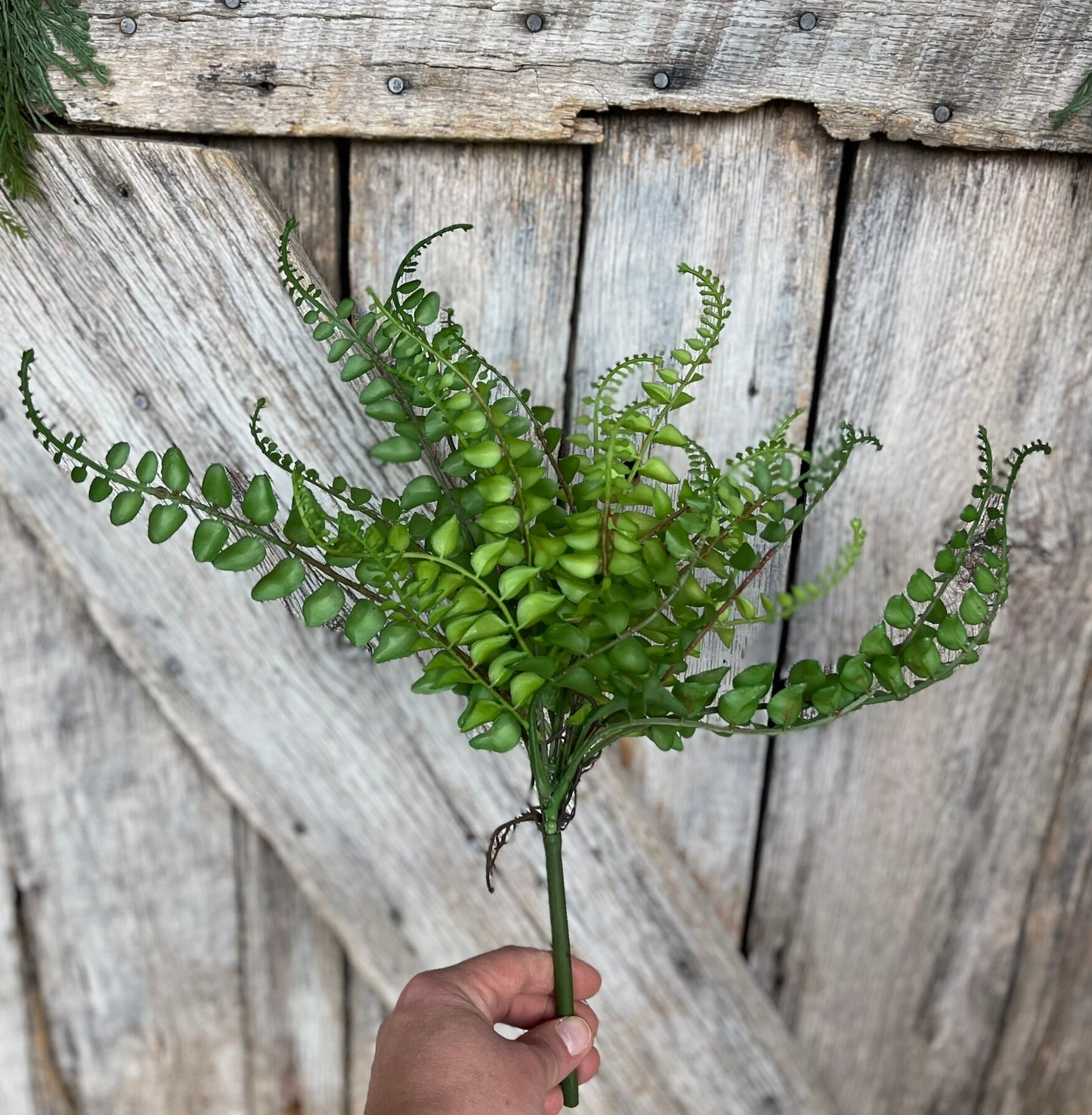 16" Green Fern Spray, Greenery Bush, Spring Greenery