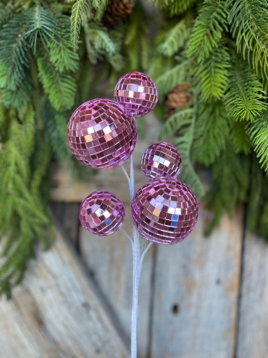 16" Pink Disco Ball Spray, Pinkmas Decor, Pink Disco Balls