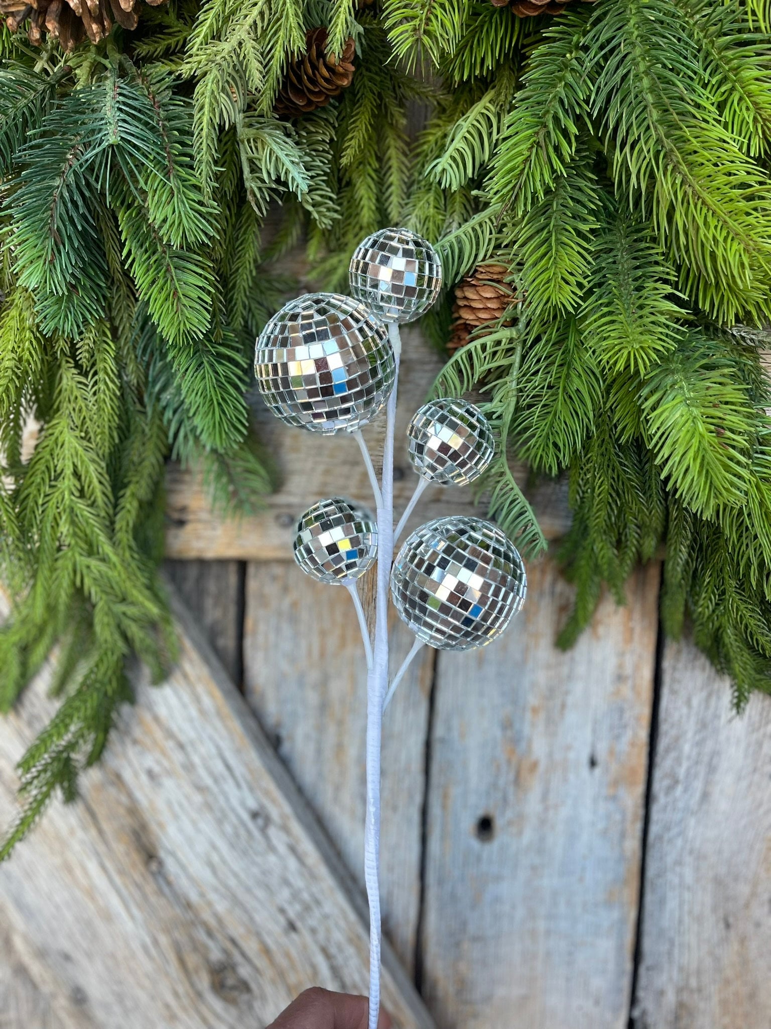 16" Silver Disco Ball Spray, Disco Decor, Silver Disco Balls