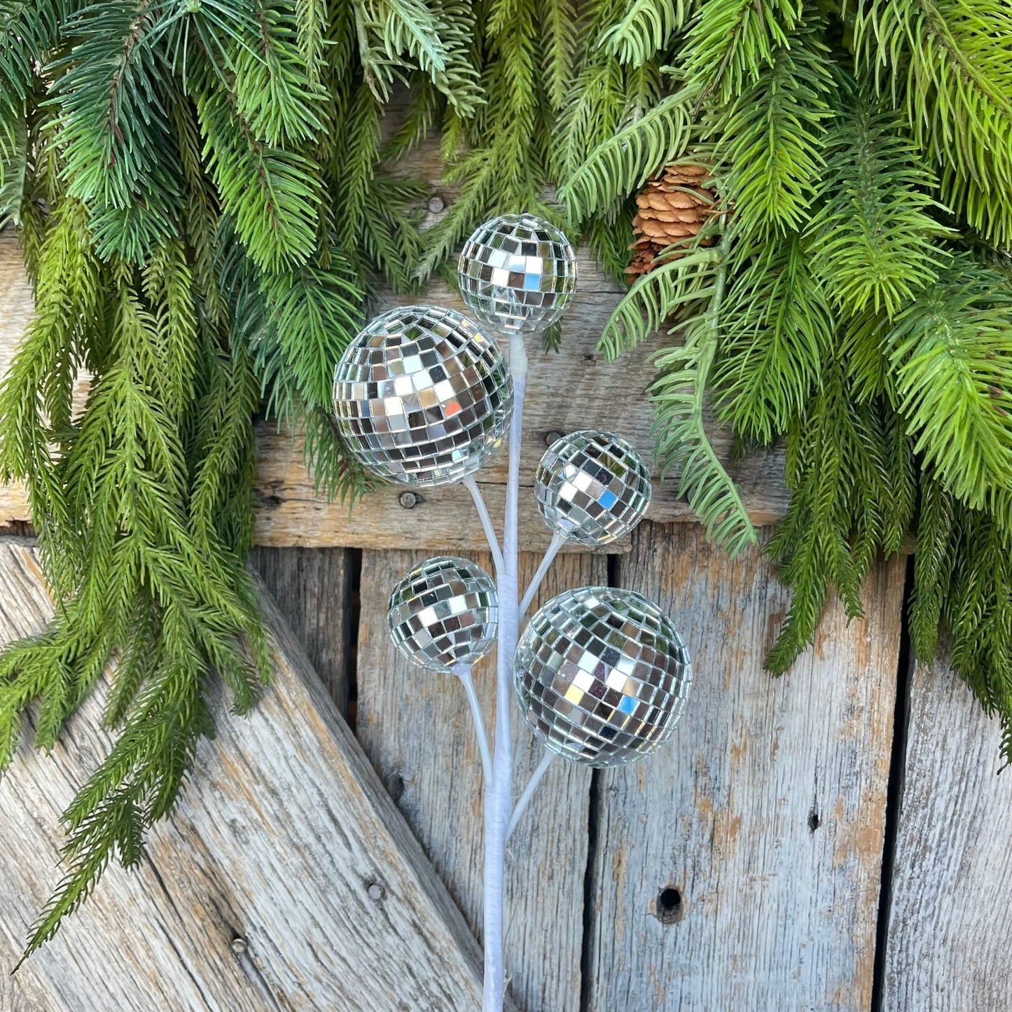 16" Silver Disco Ball Spray, Disco Decor, Silver Disco Balls