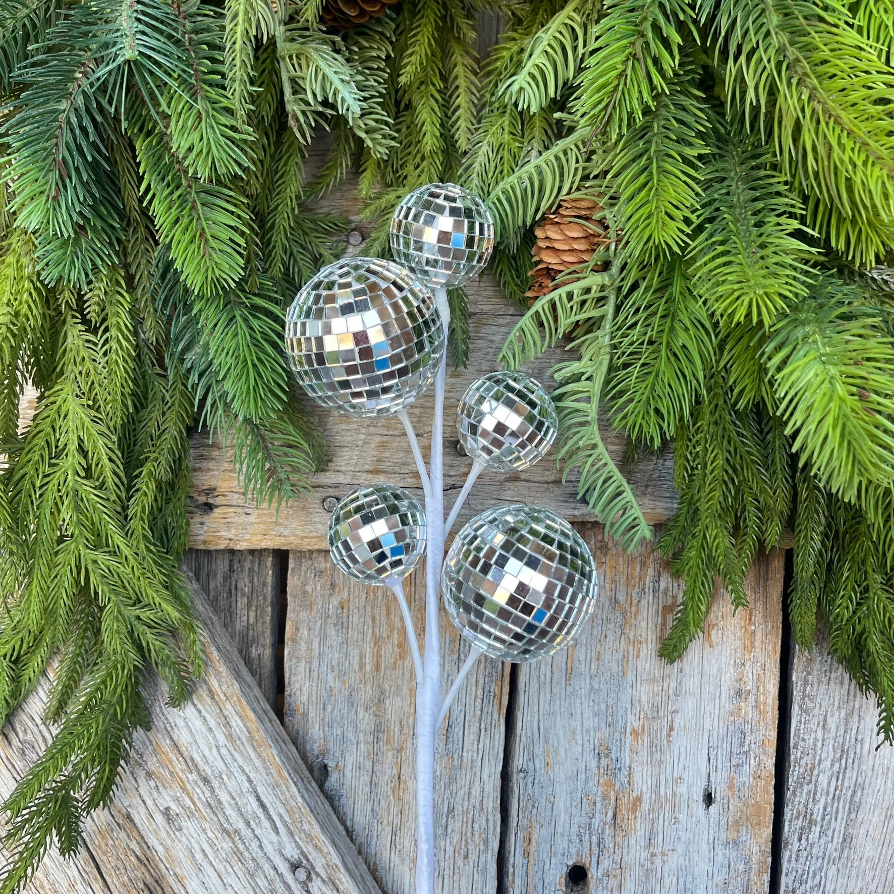 16" Silver Disco Ball Spray, Disco Decor, Silver Disco Balls