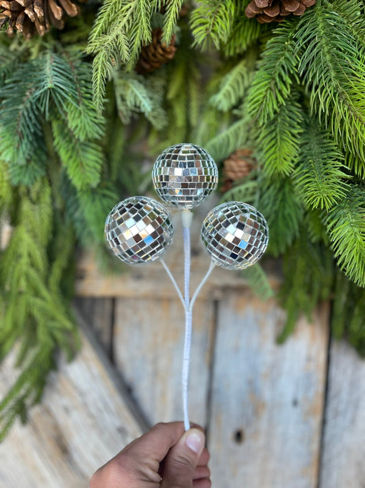 10" Silver Disco Ball Spray, Disco Decor, Silver Disco Balls