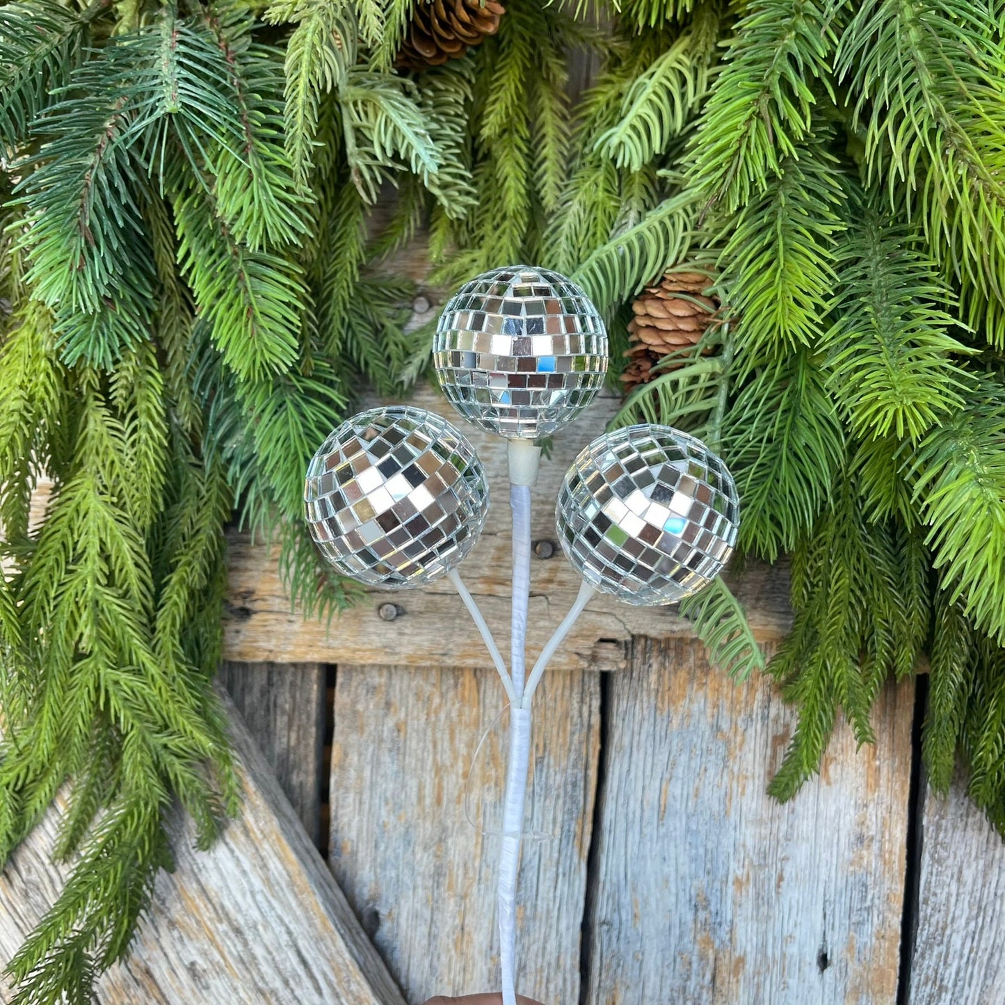 10" Silver Disco Ball Spray, Disco Decor