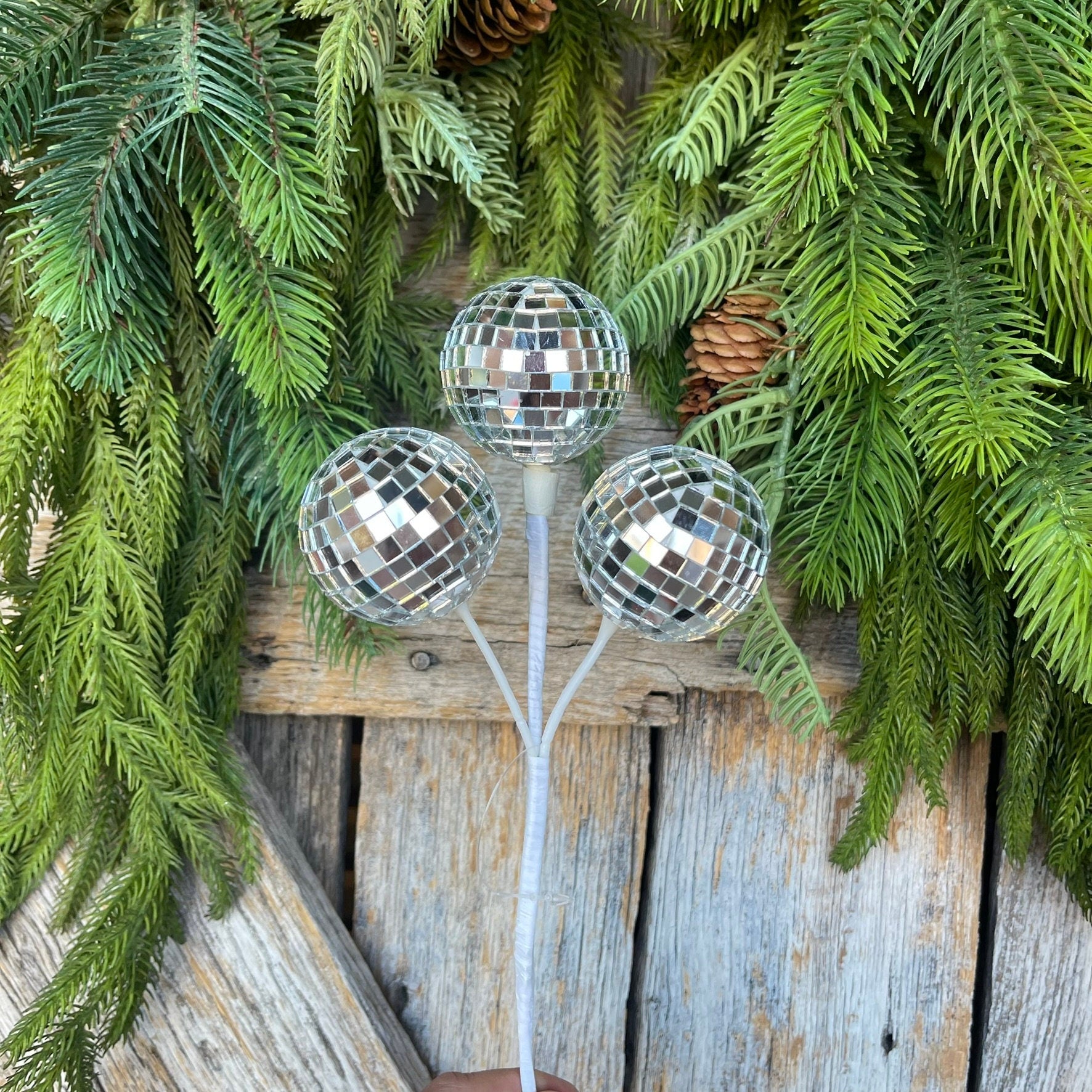 10" Silver Disco Ball Spray, Disco Decor